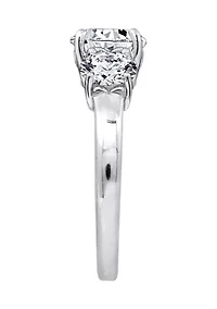 Platinum Plated Sterling Silver 3 ct. t.w. Round Swarovski® Cubic Zirconia  Stone Ring