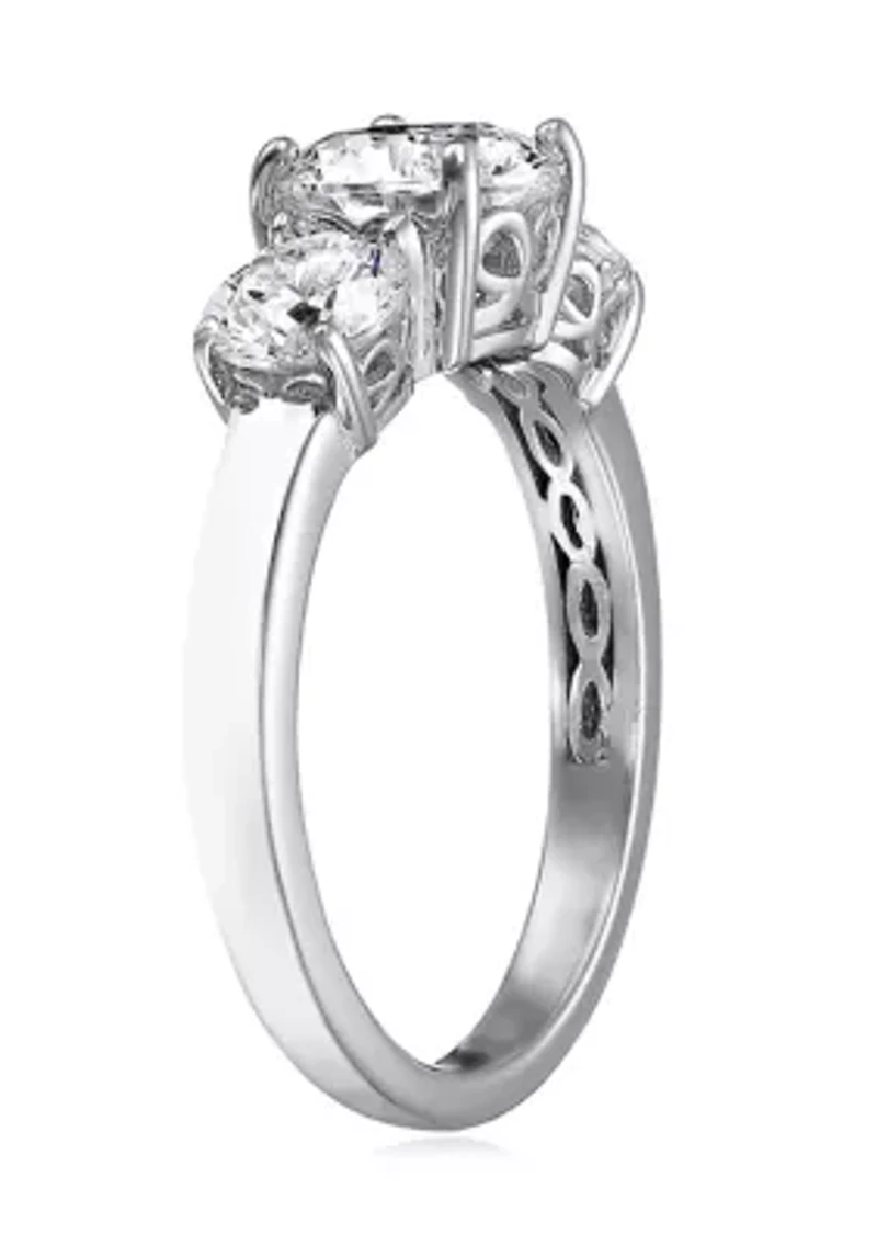 Platinum Plated Sterling Silver 3 ct. t.w. Round Swarovski® Cubic Zirconia  Stone Ring