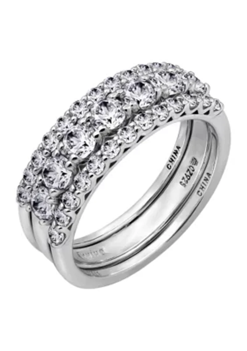 Cubic Zirconia Set of Three Band Rings