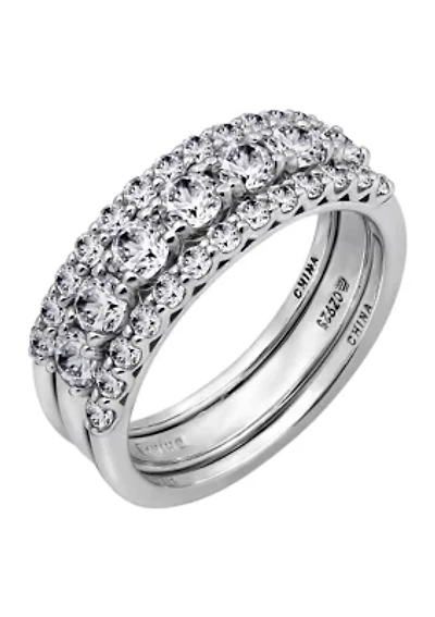 Cubic Zirconia Set of Three Band Rings