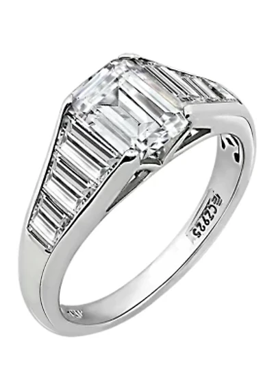 Emerald  & Tapered Baguette Cubic Zirconia Ring