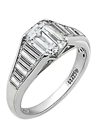 Emerald  & Tapered Baguette Cubic Zirconia Ring