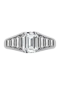 Emerald  & Tapered Baguette Cubic Zirconia Ring