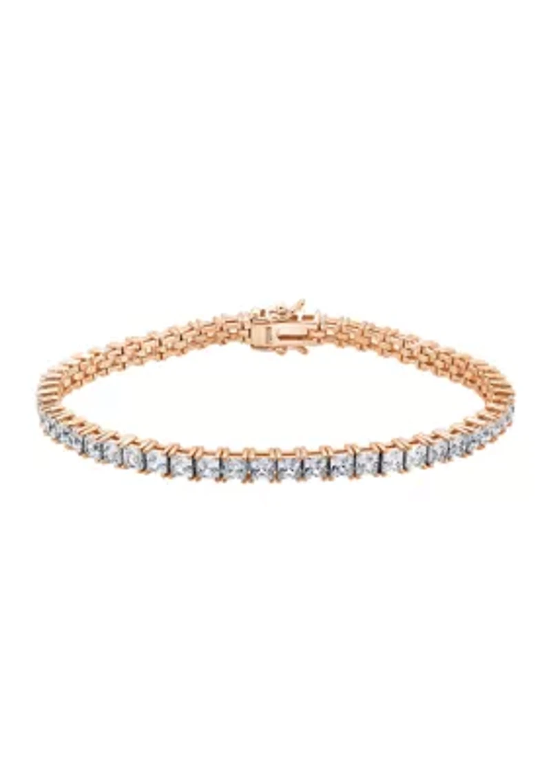 Rose Gold Plated Sterling Silver 8.5 ct. t.w. Princess Cut Cubic Zirconia Tennis Bracelet