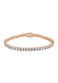 Rose Gold Plated Sterling Silver 8.5 ct. t.w. Princess Cut Cubic Zirconia Tennis Bracelet