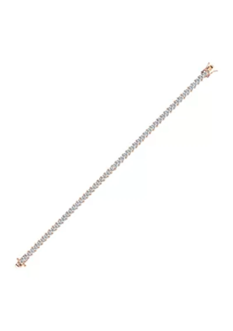 Rose Gold Plated Sterling Silver 8.5 ct. t.w. Princess Cut Cubic Zirconia Tennis Bracelet