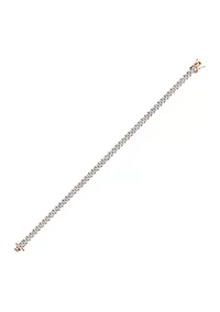 Rose Gold Plated Sterling Silver 8.5 ct. t.w. Princess Cut Cubic Zirconia Tennis Bracelet
