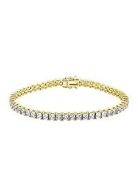 Yellow Gold Plated Sterling Silver 8.5 ct. t.w. Princess Cut Cubic Zirconia Tennis Bracelet