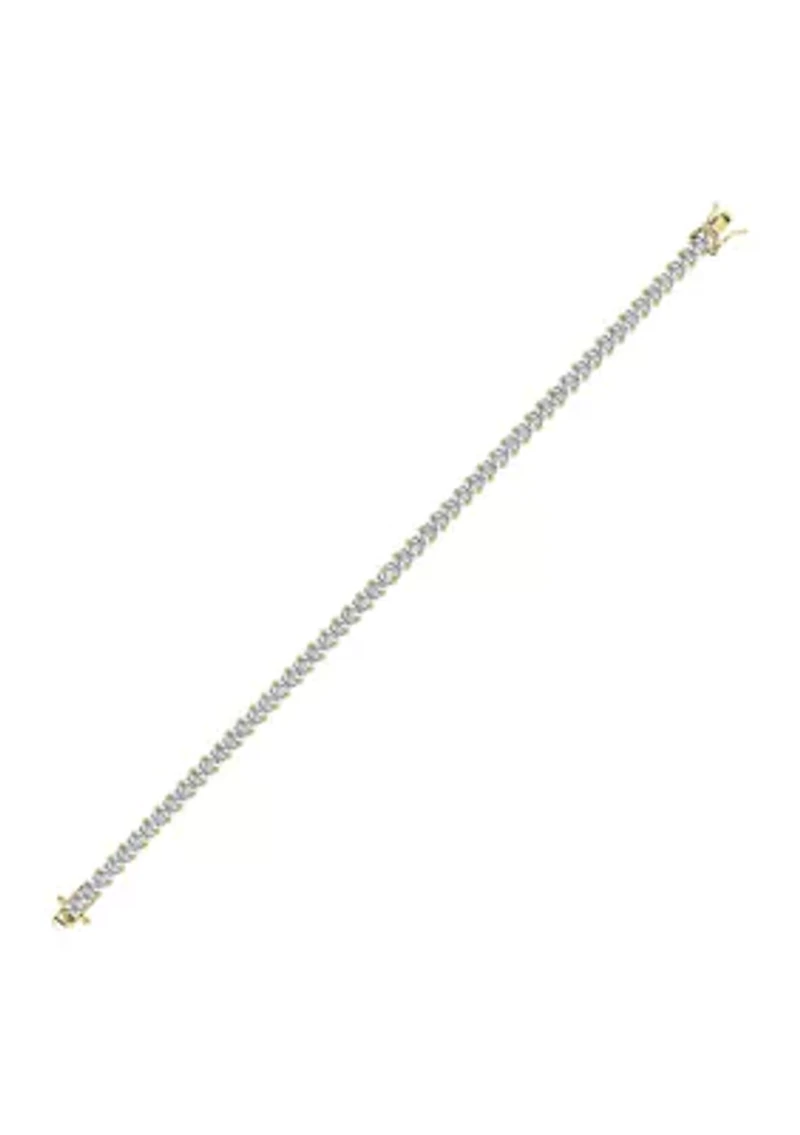 Yellow Gold Plated Sterling Silver 8.5 ct. t.w. Princess Cut Cubic Zirconia Tennis Bracelet