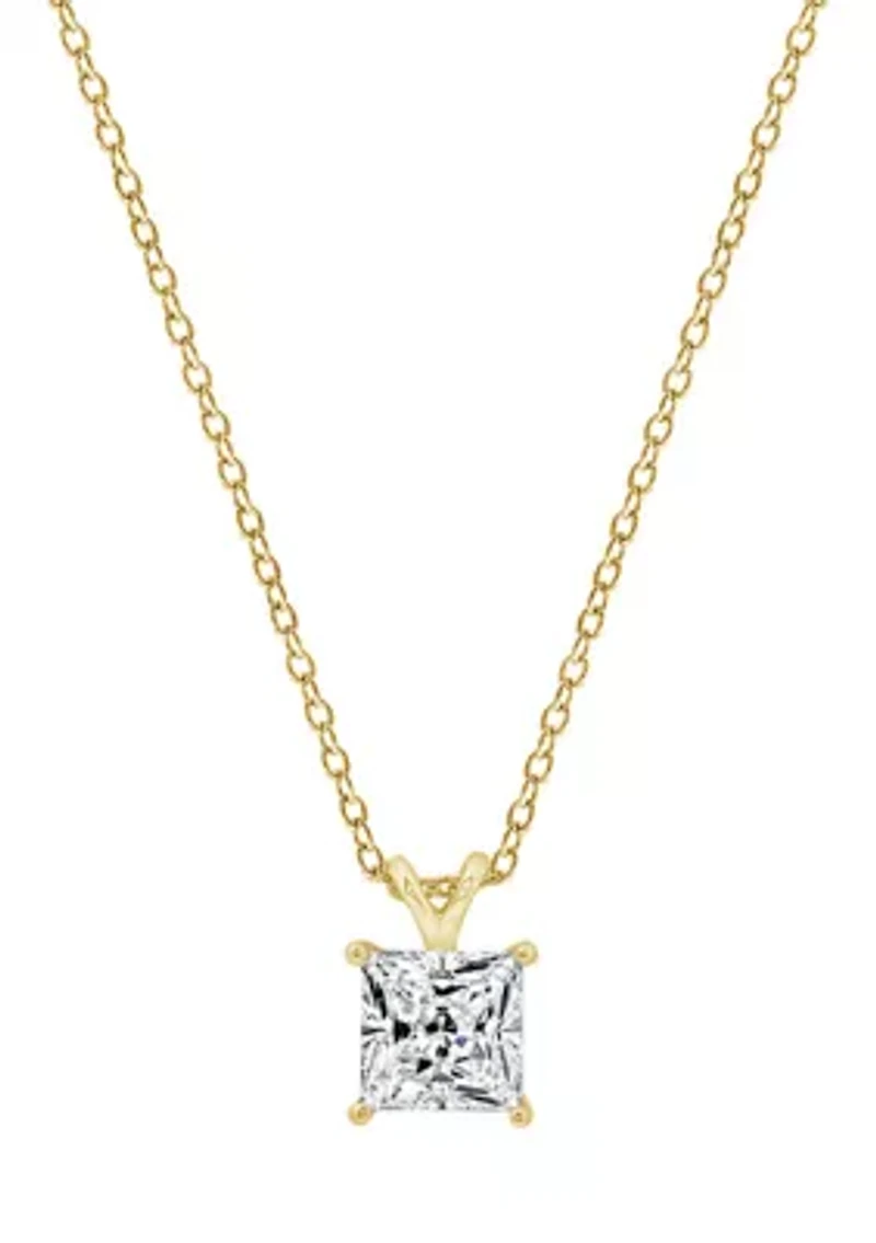 1 ct. t.w. Princess Cut Cubic Zirconia Solitaire Necklace