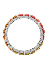 Rhodium Plated Sterling Silver Multicolored Princess Baguette Eternity Band Ring
