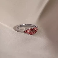 Lab Created Platinum Plated Sterling Silver Ruby Red Lip Ring