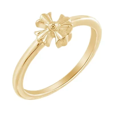 Lab Created 14K Yellow Gold Plated Sterling Silver Religious Plain Patonce Cross Ring