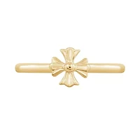 Lab Created 14K Yellow Gold Plated Sterling Silver Religious Plain Patonce Cross Ring