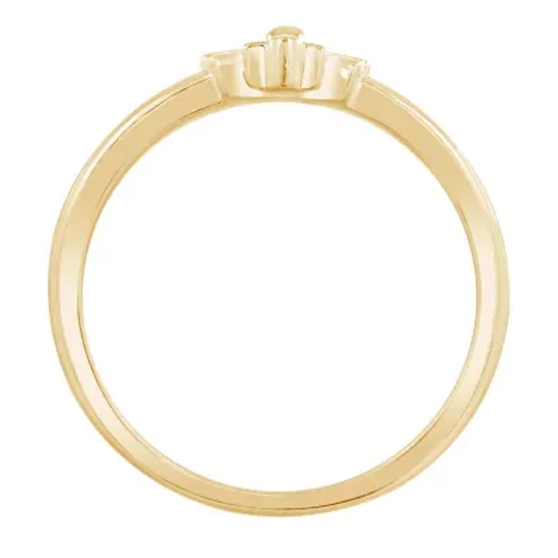Lab Created 14K Yellow Gold Plated Sterling Silver Religious Plain Patonce Cross Ring