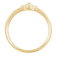 Lab Created 14K Yellow Gold Plated Sterling Silver Religious Plain Patonce Cross Ring