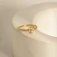 Lab Created 14K Yellow Gold Plated Sterling Silver Religious Plain Patonce Cross Ring