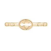 Lab Created 14K Yellow Gold Plated Sterling Silver Dainty Religious Cross Rosary Ring