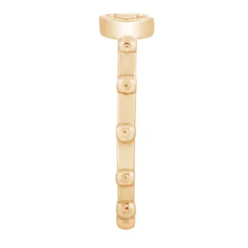 Lab Created 14K Yellow Gold Plated Sterling Silver Dainty Religious Cross Rosary Ring