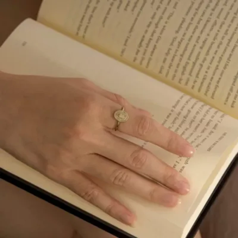 Lab Created 14K Yellow Gold Plated Sterling Silver Dainty Religious Mother Mary Ring