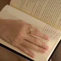 Lab Created 14K Yellow Gold Plated Sterling Silver Dainty Religious Mother Mary Ring