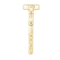 Lab Created 14K Yellow Gold Plated Sterling Silver Heart and Cross Rosary Ring