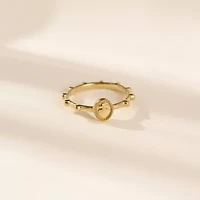 Lab Created 14K Yellow Gold Plated Sterling Silver Heart and Cross Rosary Ring