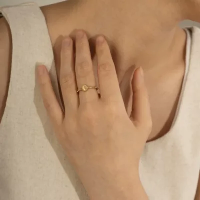 Lab Created 14K Yellow Gold Plated Sterling Silver Heart and Cross Rosary Ring