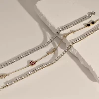 Lab Created 14K Yellow Gold Plated Sterling Silver Cubic Zirconia Station Bracelet