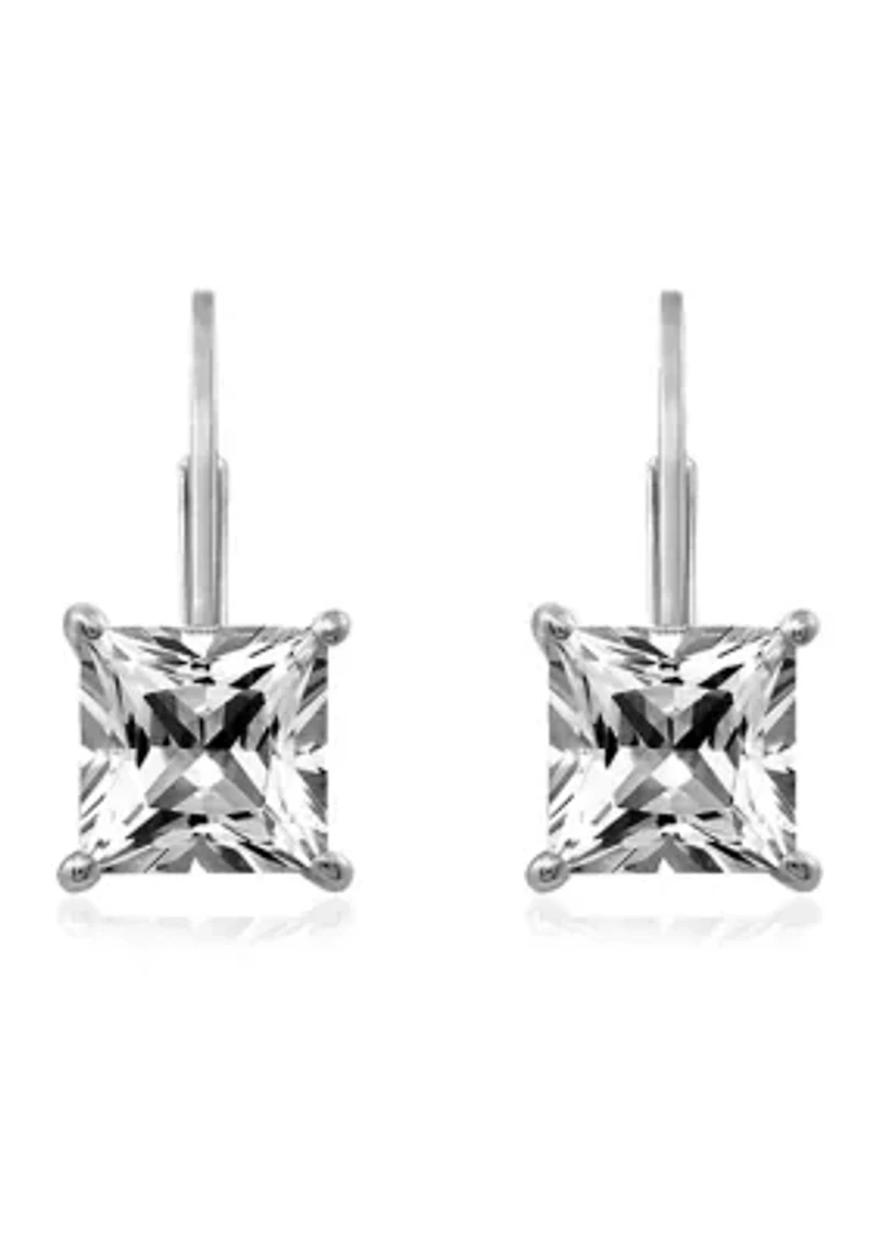 2.4 ct. t.w. Swarovski® Zirconia Princess-Cut Lever Back Earrings in Platinum Plated Sterling Silver