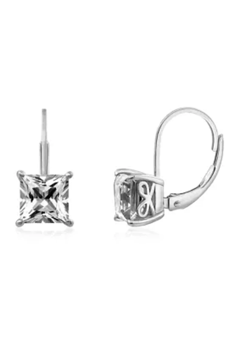 2.4 ct. t.w. Swarovski® Zirconia Princess-Cut Lever Back Earrings in Platinum Plated Sterling Silver