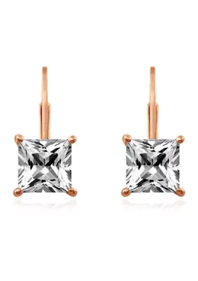 2.4 ct. t.w. Swarovski® Zirconia Princess-Cut Lever Back Earrings in Rose-Gold Plated Sterling Silver