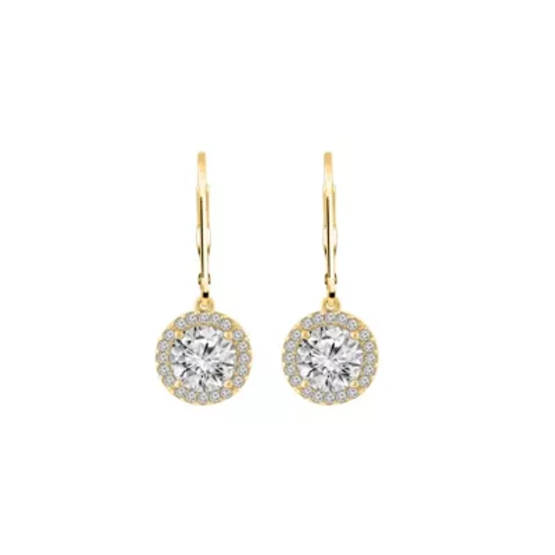 Lab Created Yellow Gold Clad Sterling Silver Earrings