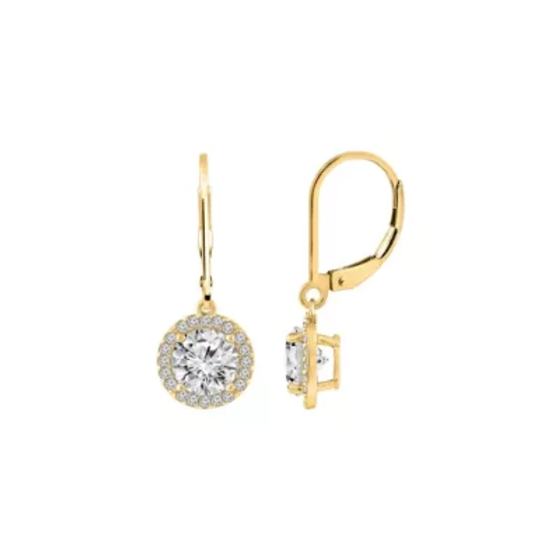 Lab Created Yellow Gold Clad Sterling Silver Earrings