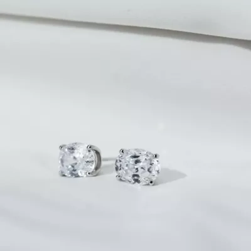 Lab Created Platinum clad Sterling Silver Earrings