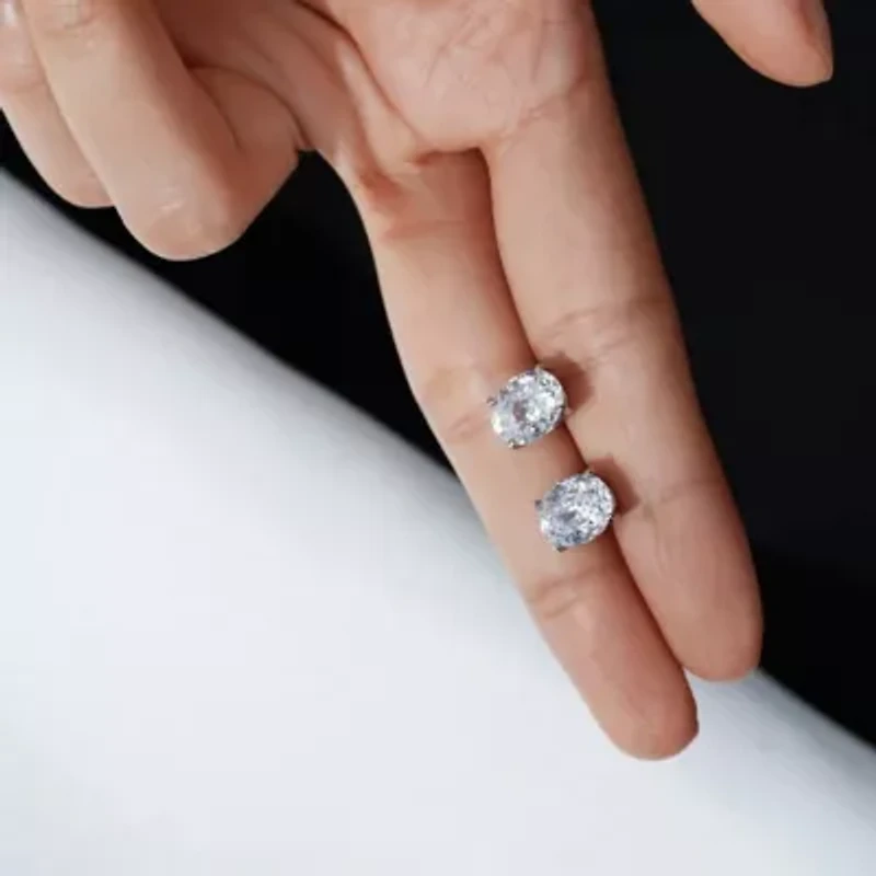 Lab Created Platinum clad Sterling Silver Earrings