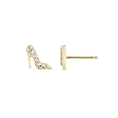 Lab Created 14K Yellow Gold Plated Sterling Silver Cubic Zirconia High Heel Earrings