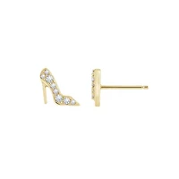 Lab Created 14K Yellow Gold Plated Sterling Silver Cubic Zirconia High Heel Earrings