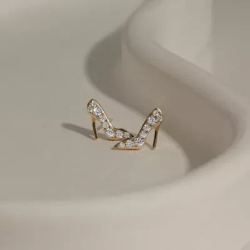 Lab Created 14K Yellow Gold Plated Sterling Silver Cubic Zirconia High Heel Earrings