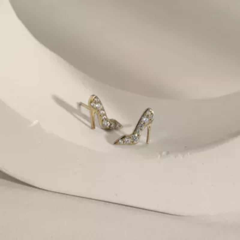 Lab Created 14K Yellow Gold Plated Sterling Silver Cubic Zirconia High Heel Earrings