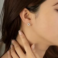 Lab Created Platinum Plated Sterling Silver Religious Round Brilliant Cubic Zirconia Pave Star Of David Stud Earrings