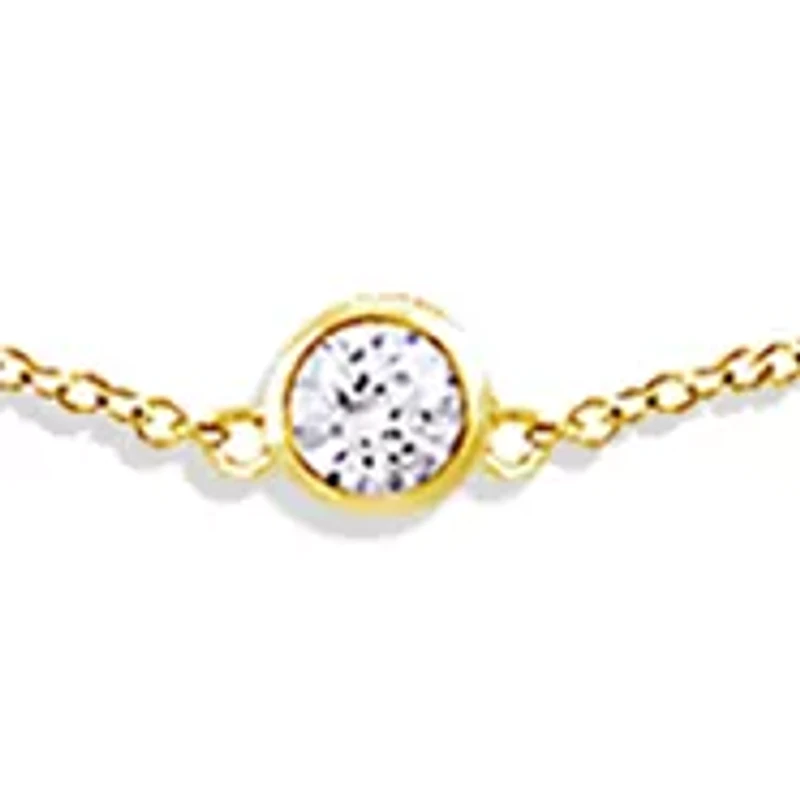 4 Millimeter Swarovski® Zirconia Round-Cut Station Necklace in Yellow Gold Plated Sterling Silver