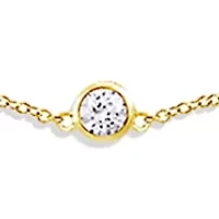 4 Millimeter Swarovski® Zirconia Round-Cut Station Necklace in Yellow Gold Plated Sterling Silver