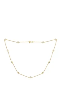 4 Millimeter Swarovski® Zirconia Round-Cut Station Necklace in Yellow Gold Plated Sterling Silver