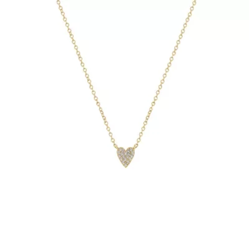 Lab Created 14K Yellow Gold Plated Sterling Silver Cubic Zirconia Heart Necklace
