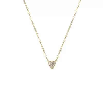 Lab Created 14K Yellow Gold Plated Sterling Silver Cubic Zirconia Heart Necklace
