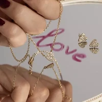 Lab Created 14K Yellow Gold Plated Sterling Silver Cubic Zirconia Heart Necklace