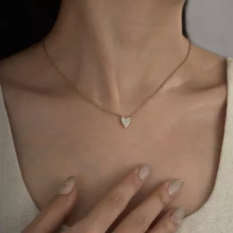 Lab Created 14K Yellow Gold Plated Sterling Silver Cubic Zirconia Heart Necklace