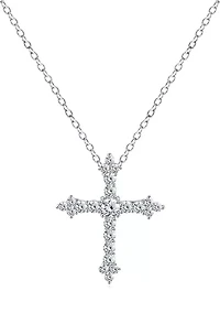 Cubic Zirconia Heart Cross Pendant with Chain