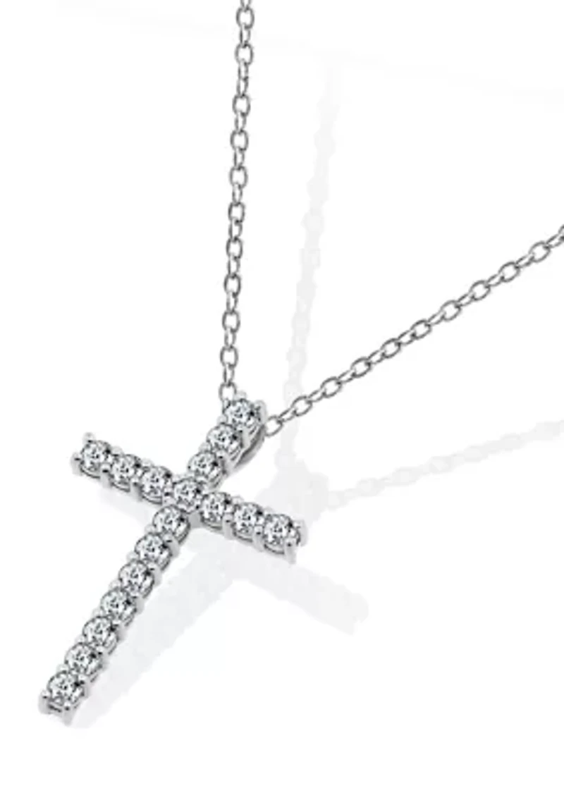 1 ct. t.w. Swarovski® Zirconia Cross Pendant Necklace in Platinum Plated Sterling Silver